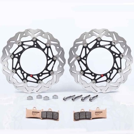 KIT DISCHI FRENO ANTERIORI MAGGIORATI BRAKING SK2 320MM, DISTANZIALI, PASTIGLIE E BULLONI PER HONDA AFRICATWIN / ADVENTURE 16-19