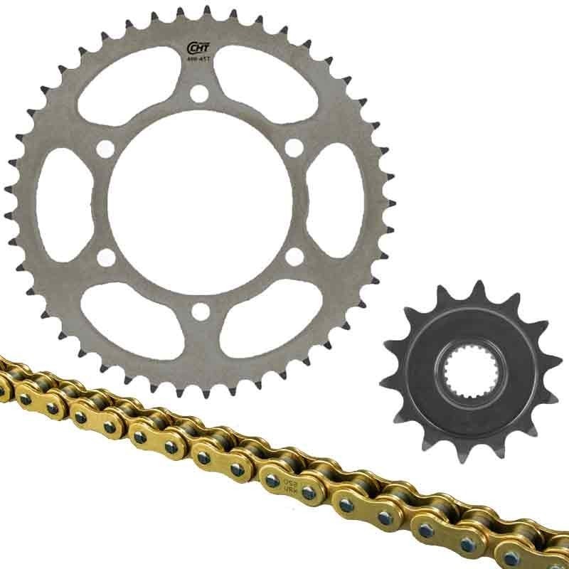 CHT TRANSMISSION KIT FOR APRILIA MX 125 2004-2006 (CHAIN RK 520XSO2 112 CLF GOLD - R SPROCKET 45 STEEL - F SPROCKET 15)