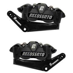 KIT PINZE FRENO RADIALI ANTERIORI ACCOSSATO PZ004 + STAFFE DI MONTAGGIO PER HARLEY DAVIDSON